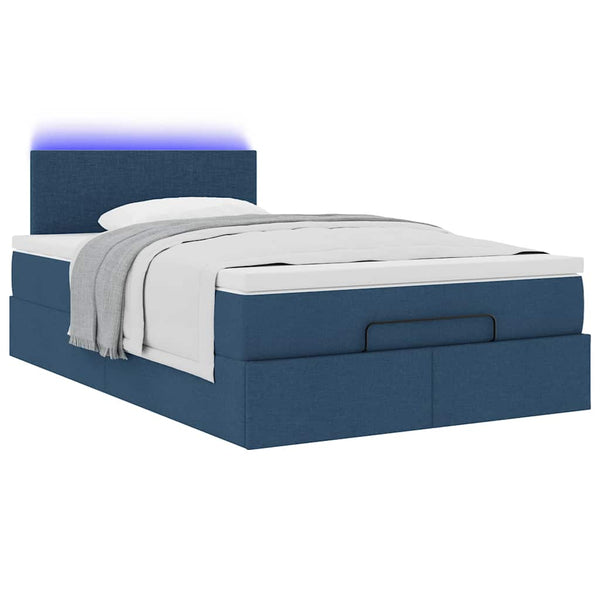 Ottomane Bett mit Matratze & LEDs 120x190 cm Blau