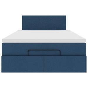 Ottomane Bett mit Matratze & LEDs 120x190 cm Blau