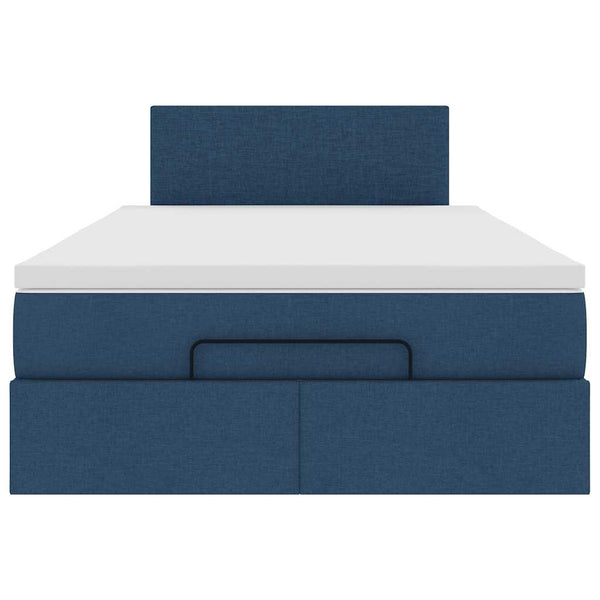 Ottomane Bett mit Matratze & LEDs 120x190 cm Blau