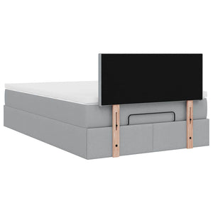 Ottoman Bett mit Matratze & LEDs Hellgrau 120x200 cm