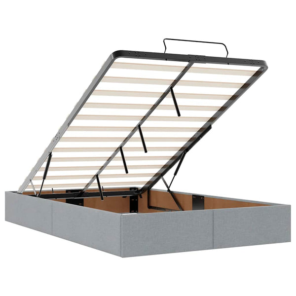 Ottoman Bett mit Matratze & LEDs Hellgrau 120x200 cm