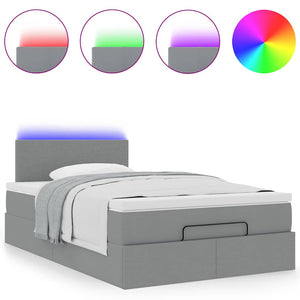 Ottoman Bett mit Matratze & LEDs Hellgrau 120x200 cm