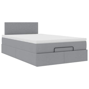 Ottoman Bett mit Matratze & LEDs Hellgrau 120x200 cm