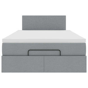Ottoman Bett mit Matratze & LEDs Hellgrau 120x200 cm