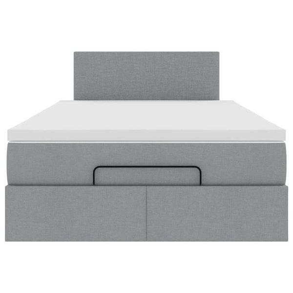 Ottoman Bett mit Matratze & LEDs Hellgrau 120x200 cm