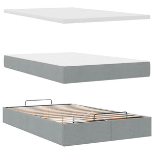 Ottoman Bett mit Matratze & LEDs Hellgrau 120x200 cm