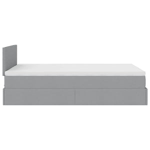 Ottoman Bett mit Matratze & LEDs Hellgrau 120x200 cm