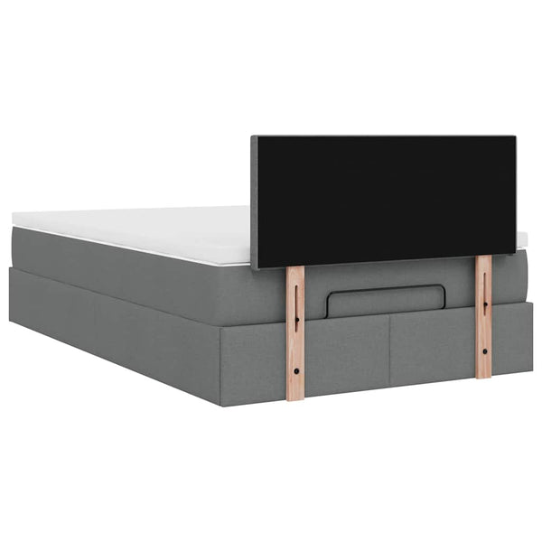 Ottomane Bett mit Matratze & LEDs Dunkelgrau 120x200 cm