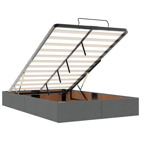 Ottomane Bett mit Matratze & LEDs Dunkelgrau 120x200 cm