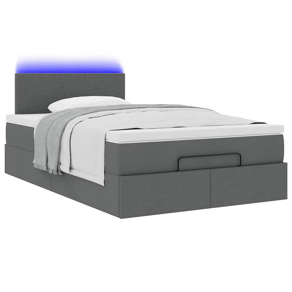 Ottomane Bett mit Matratze & LEDs Dunkelgrau 120x200 cm