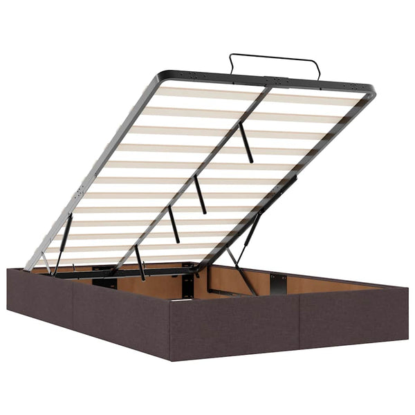 Ottoman Bett mit Matratze & LEDs Dunkelbraun 120x200 cm