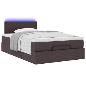 Ottoman Bett mit Matratze & LEDs Dunkelbraun 120x200 cm
