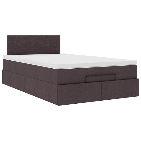 Ottoman Bett mit Matratze & LEDs Dunkelbraun 120x200 cm