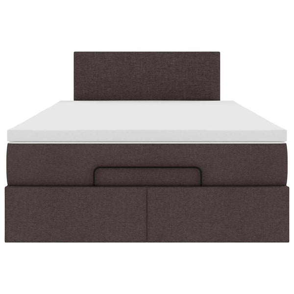 Ottoman Bett mit Matratze & LEDs Dunkelbraun 120x200 cm