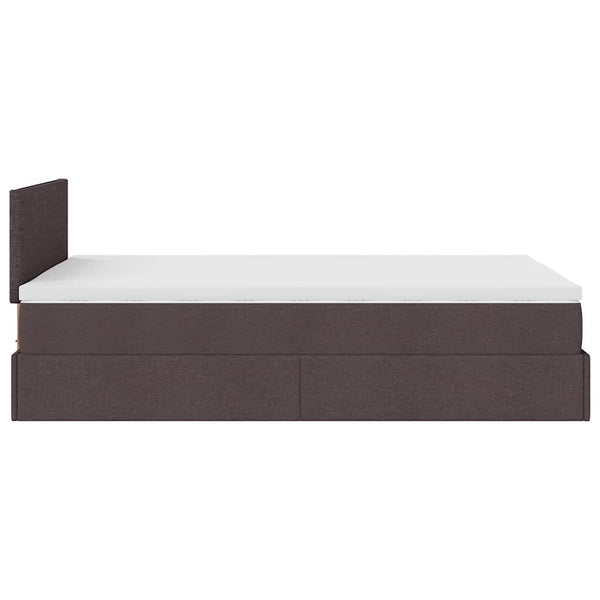 Ottoman Bett mit Matratze & LEDs Dunkelbraun 120x200 cm