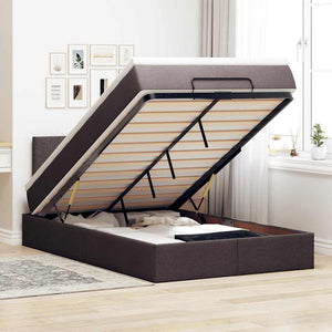 Ottoman Bett mit Matratze & LEDs Dunkelbraun 120x200 cm
