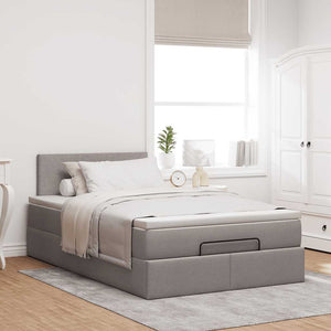 Ottoman Bett mit Matratze & LEDs Taupe 120x200 cm