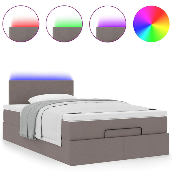 Ottoman Bett mit Matratze & LEDs Taupe 120x200 cm