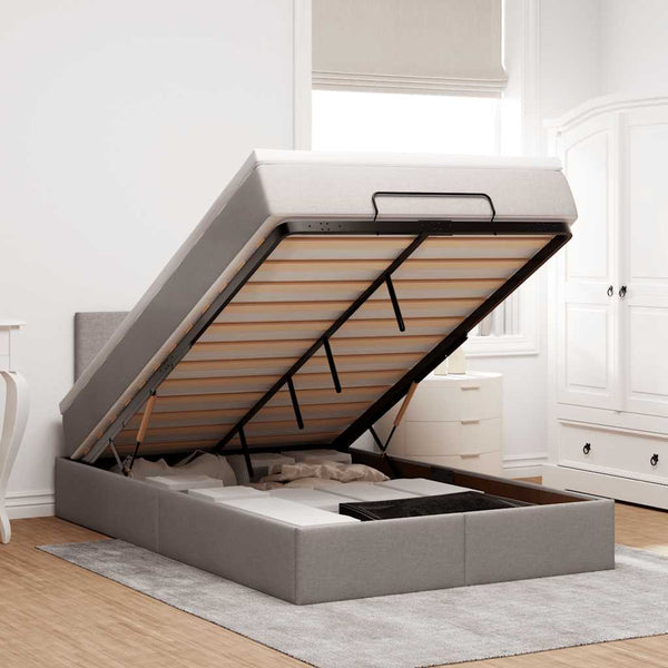 Ottoman Bett mit Matratze & LEDs Taupe 120x200 cm