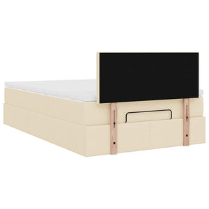 Ottoman Bett mit Matratze & LEDs Creme 120x200