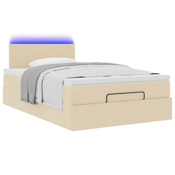 Ottoman Bett mit Matratze & LEDs Creme 120x200