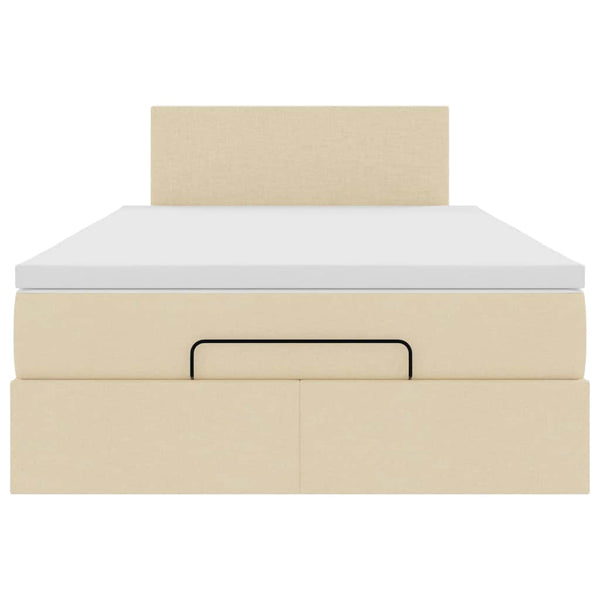Ottoman Bett mit Matratze & LEDs Creme 120x200