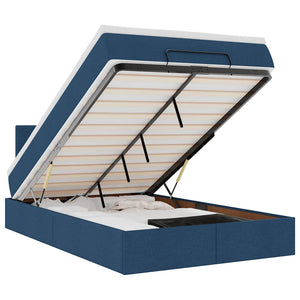 Ottomane Bett mit Matratze & LEDs Blau 120x200 cm