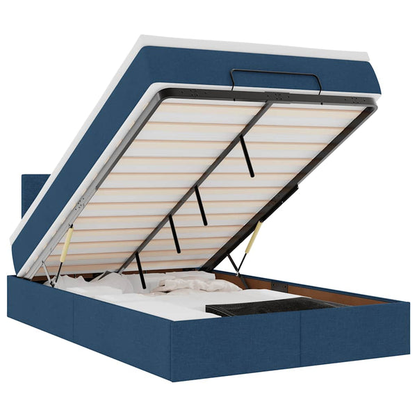 Ottomane Bett mit Matratze & LEDs Blau 120x200 cm
