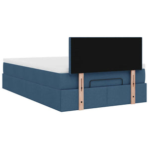 Ottomane Bett mit Matratze & LEDs Blau 120x200 cm