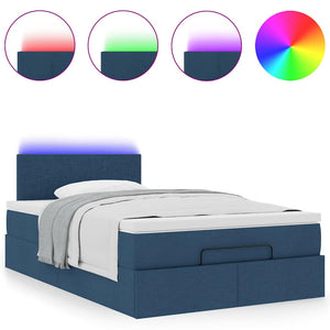Ottomane Bett mit Matratze & LEDs Blau 120x200 cm