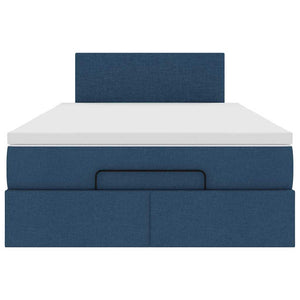 Ottomane Bett mit Matratze & LEDs Blau 120x200 cm