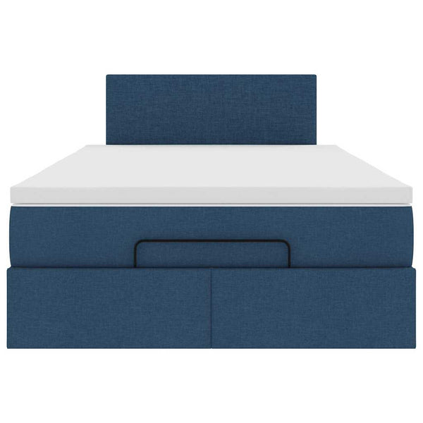 Ottomane Bett mit Matratze & LEDs Blau 120x200 cm