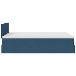 Ottomane Bett mit Matratze & LEDs Blau 120x200 cm
