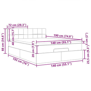 Ottomane Bett mit Matratze & LED 140x190 cm