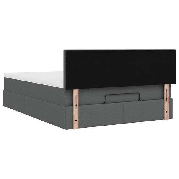 Ottomane Bett mit Matratze & LEDs Dunkelgrau 140x190 cm