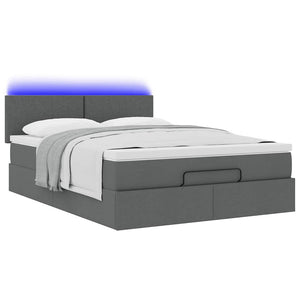 Ottomane Bett mit Matratze & LEDs Dunkelgrau 140x190 cm