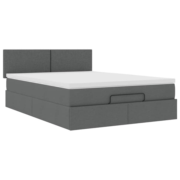 Ottomane Bett mit Matratze & LEDs Dunkelgrau 140x190 cm