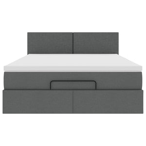 Ottomane Bett mit Matratze & LEDs Dunkelgrau 140x190 cm