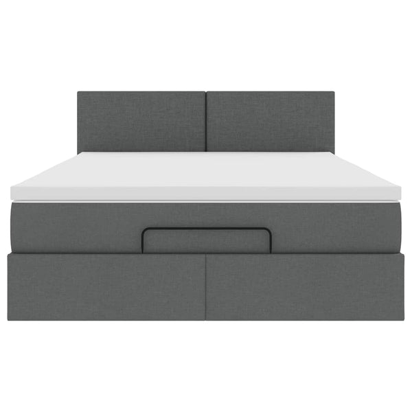 Ottomane Bett mit Matratze & LEDs Dunkelgrau 140x190 cm