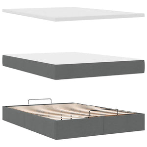 Ottomane Bett mit Matratze & LEDs Dunkelgrau 140x190 cm