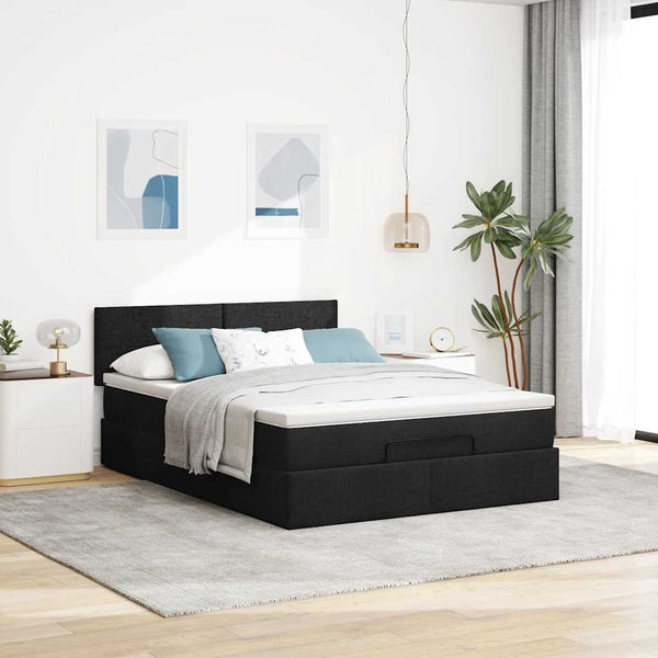 Ottomane Bett mit Matratze & LEDs 140x190 cm