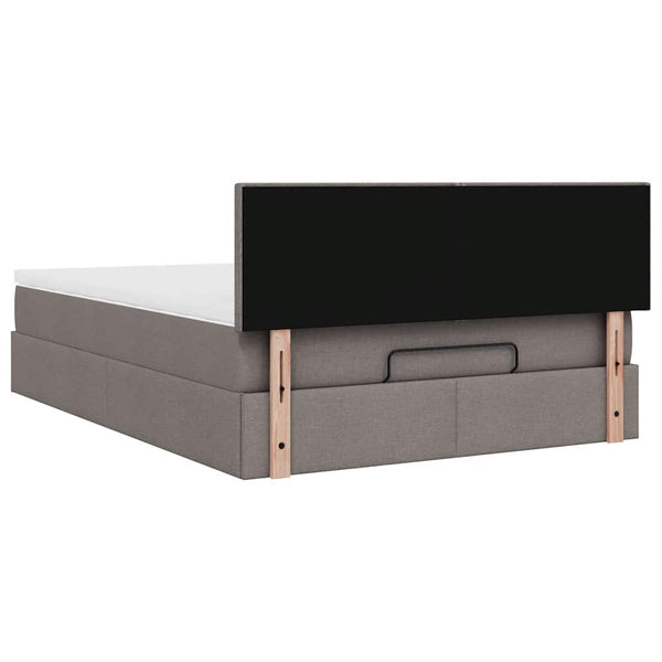 Ottoman Bett mit Matratze & LEDs Taupe 140x190 cm