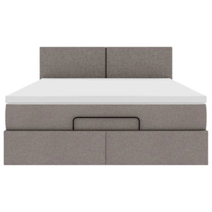 Ottoman Bett mit Matratze & LEDs Taupe 140x190 cm