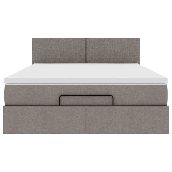 Ottoman Bett mit Matratze & LEDs Taupe 140x190 cm