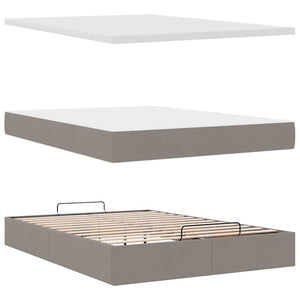 Ottoman Bett mit Matratze & LEDs Taupe 140x190 cm