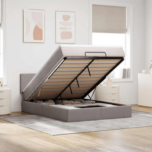 Ottoman Bett mit Matratze & LEDs Taupe 140x190 cm