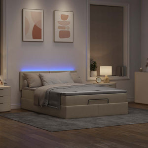 Ottomane Bett mit Matratze & LEDs 140x190 cm