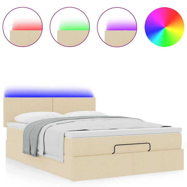 Ottomane Bett mit Matratze & LEDs 140x190 cm