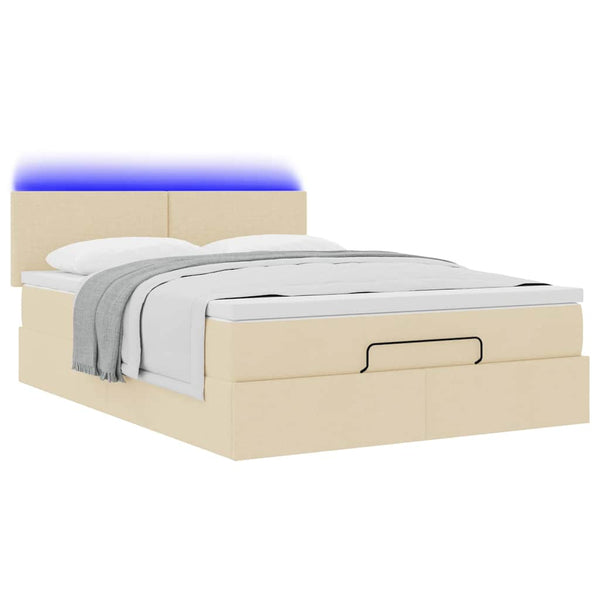 Ottomane Bett mit Matratze & LEDs 140x190 cm