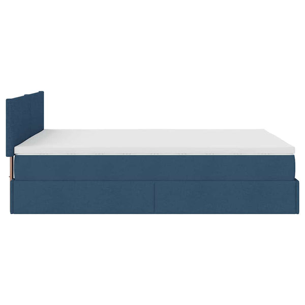 Ottomane Bett mit Matratze & LEDs Blau 140x190 cm